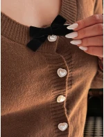 Dámsky krátky sveter s mašľou LAMURE hnedý FashionStreet MY2472