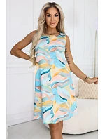 VICTORIA Trapézové letní šaty v barevných  modré model 22126911 - numoco