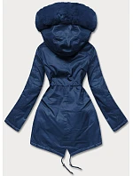 Dámska parka s kožušinou v tmavomodrej farbe (5m762-215) Dámska parka s kožušinou v tmavomodrej farbe (5m762-215)