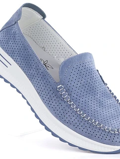 Kožené mokasíny na hrubej podrážke v azúrovo modrej farbe Jezzi 9793