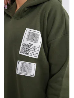 Mikina s kapucňou a khaki nášivkami