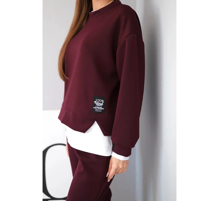 Dámska súprava s maslovou voľnou mikinou a teplákmi slivka Dámska súprava s maslovou voľnou mikinou a teplákmi slivka