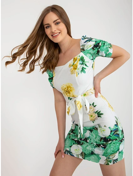 Sukienka LK SK  biało zielony model 18605232 - FPrice