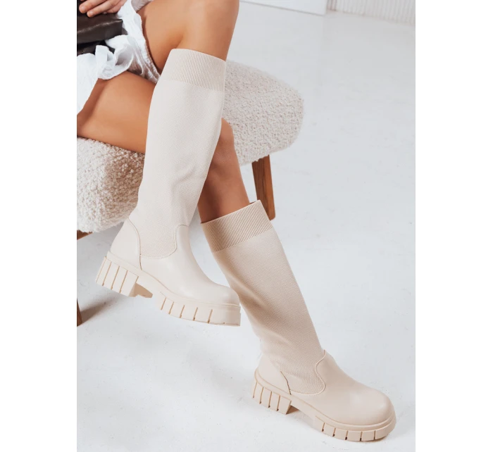 Dámské béžové kozačky Dstreet model 21993933 - FashionStreet