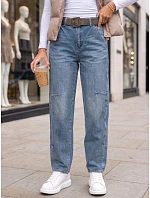 Jeansy damskie z paskiem niebieskie model 22366669 - FashionStreet Jeansy damskie z paskiem niebieskie model 22366669 - FashionStreet