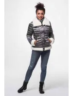 Dámská bunda v ocelové barvě s límcem model 15856133 - Ann Gissy Dámská bunda v ocelové barvě s límcem model 15856133 - Ann Gissy