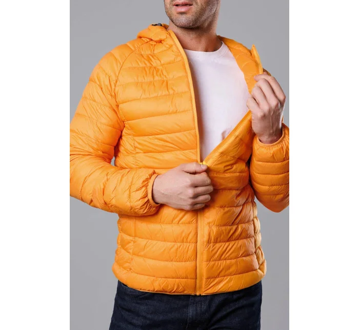 Žlutá pánská prošívaná bunda s kapucí model 18345069 - J.STYLE