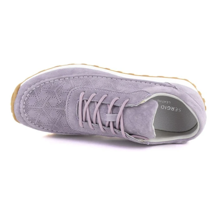 Dámske fialové semišové kožené poltopánky Sergio Leone SP001