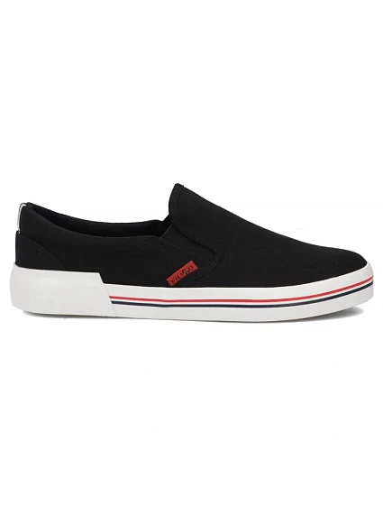 męskie slip on czarne model 22087103 - FILIPPO
