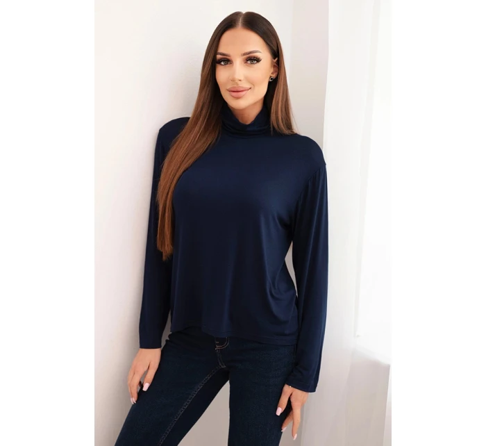Dámska viskózna blúzka s rolákom a dlhými rukávmi granátová