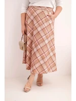 Dámská sukně Plus Size v model 21959128 vzoru s širokým lemem camelová - K-Fashion