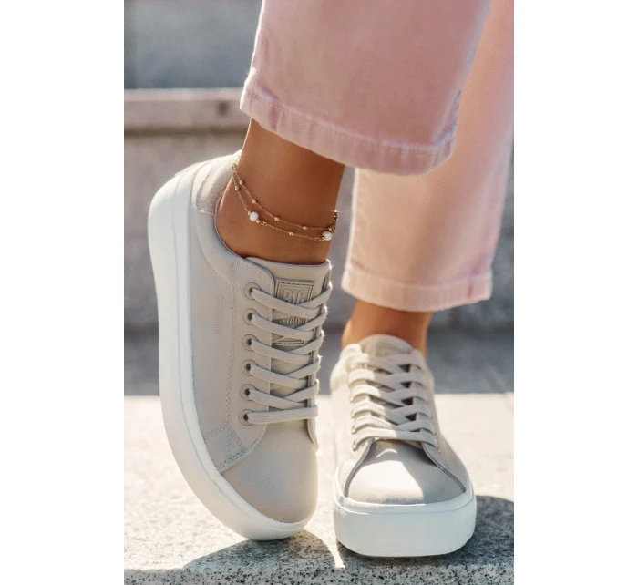 Dámske textilné tenisky na platforme Big Star - béžové Dámske textilné tenisky na platforme Big Star - béžové