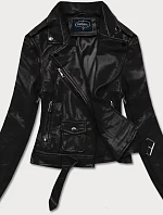 Čierna bunda ramoneska - vesta z eko kože FL202050 čierna - FLAM Mode