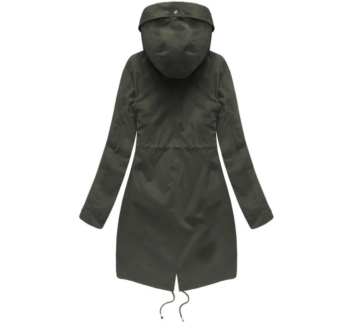 Dámská zimní bunda parka v army barvě s kapucí a odepínací kožešinovou podšívkou model 21242078 - Libland