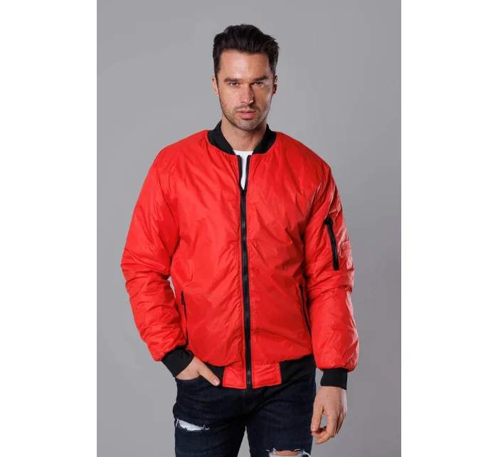 Červená pánska bunda typu "bomber" s prešívanou podšívkou (AK95-5)