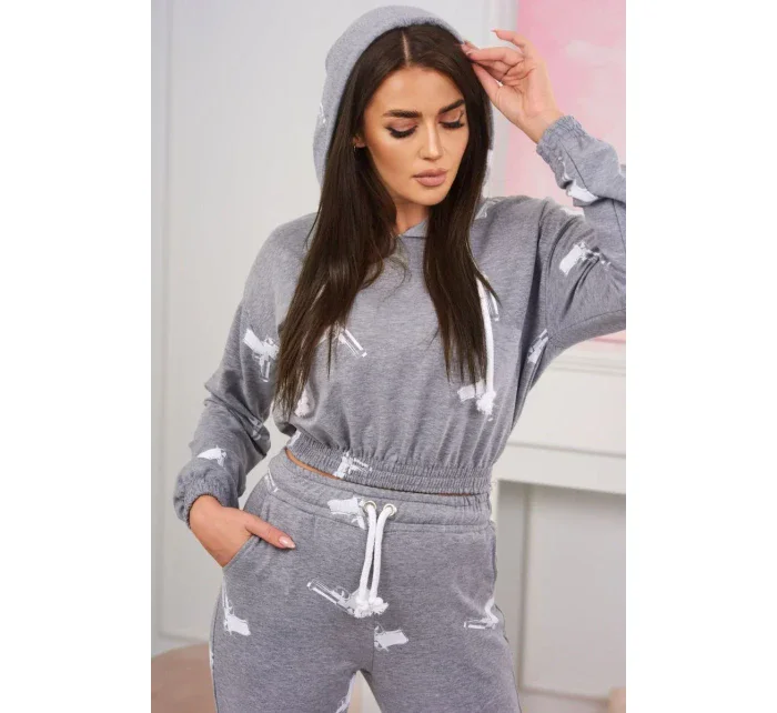 Sada s potlačou pištole šedá