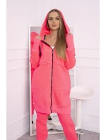 Zateplená sada s dlhou mikinou ružová neónová