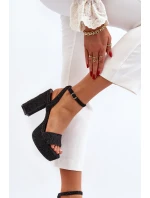 Džínové sandály na podpatku černé model 21649730 - Boto