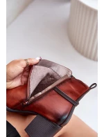 Dámské boty na podpatku s a páskem hnědé model 21674038 - Boto