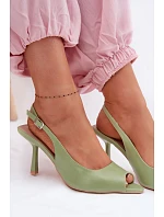 Dámské sandály na podpatku Zelené Sevina