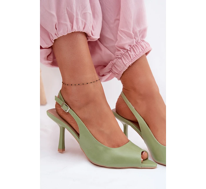 Dámské sandály na podpatku Zelené Sevina