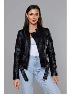 Čierna bunda ramoneska so stojačikom (HM39)