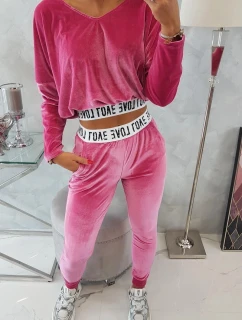 Velúrová súprava s kapucňou fuchsiová