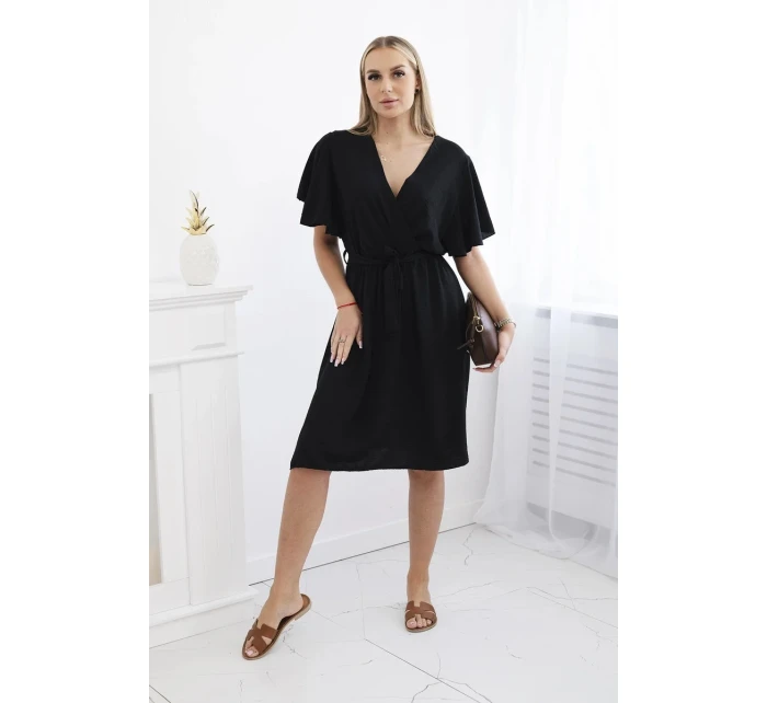 Šaty s vrstveným výstrihom čierne Šaty s vrstveným výstrihom čierne