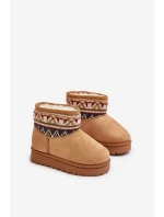 Wsuwane Śniegowce Dziecięce Ze Wzorem Wstawką Ocieplane Futerkiem Camel Mirirae Wsuwane Śniegowce Dziecięce Ze Wzorem Wstawką Ocieplane Futerkiem Camel Mirirae