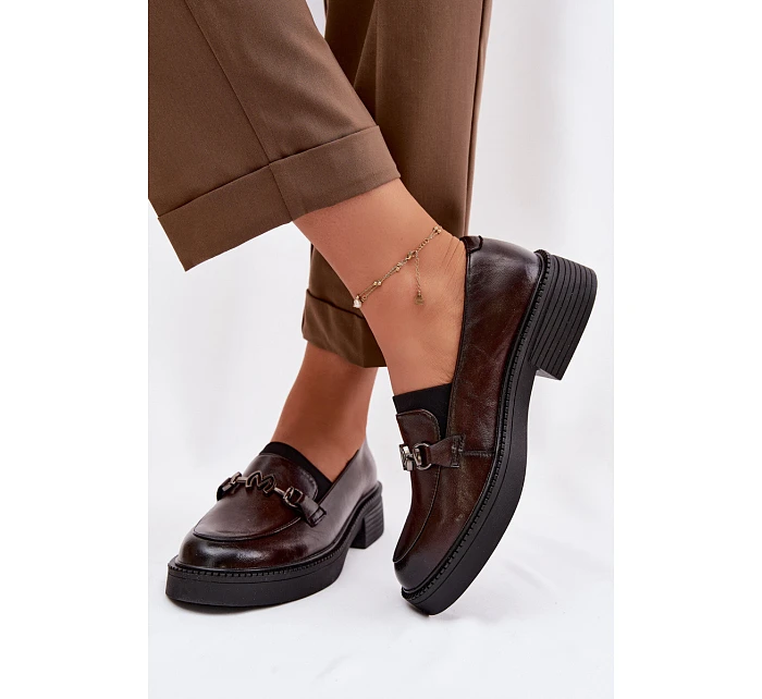 Kožené dámské mokasiny s ozdobným detailem Vinceza 39985 Čokoládové