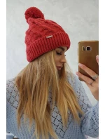 Fleecová čepice červená model 18751369 - K-Fashion Fleecová čepice červená model 18751369 - K-Fashion