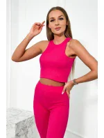 Sada 3 v 1 model 18753187 top a legíny fuchsiová - K-Fashion Sada 3 v 1 model 18753187 top a legíny fuchsiová - K-Fashion