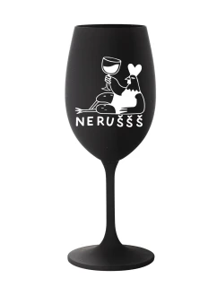 NERUŠŠŠ - černá sklenice na víno 350 ml