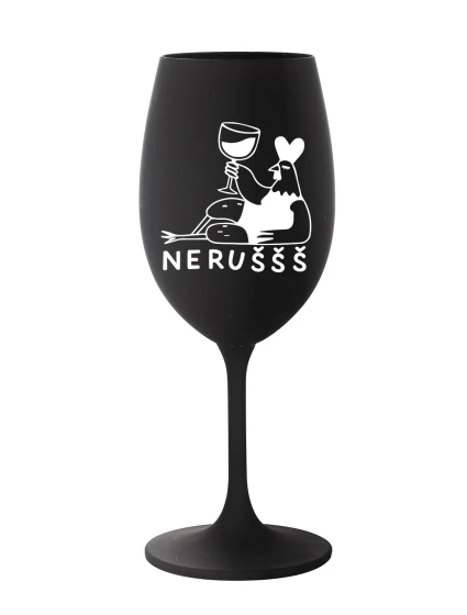 NERUŠŠŠ - černá sklenice na víno 350 ml