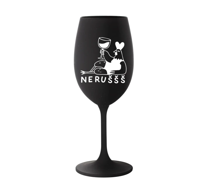 NERUŠŠŠ - černá sklenice na víno 350 ml