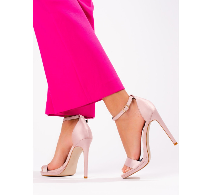 Zaujímavé dámske sandále ružové na ihličkovom podpätku