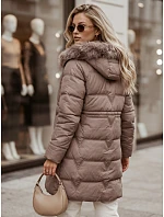 Dámska zimná prešívaná bunda s kapucňou, béžová, FashionStreet TY5821 Dámska zimná prešívaná bunda s kapucňou, béžová, FashionStreet TY5821