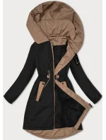 Čierna dámska bunda so šnúrkou v páse S'West (B8352-1)