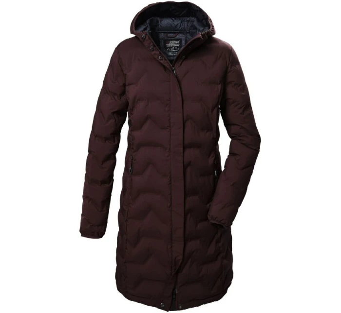 Dámská prošívaná bunda  9 zimní nepromokavá bunda s kapucí dlouhá bordó model 21858113 - Killtec