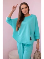 Bavlnená mikina nohavice set mätová Bavlnená mikina nohavice set mätová