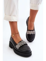 Dámské kožené mokasíny s ozdobným páskem model 21652553 Černé - Zazoo