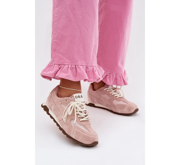 Kožené semišové dámské tenisky model 22031946 Růžové - D&A