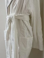 ACTION Velúrový froté župan biely s prúžkom - Vestis