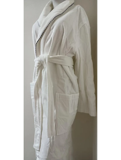 ACTION Velúrový froté župan biely s prúžkom - Vestis