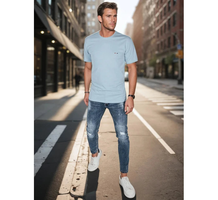 Pánske vyšívané tričko modré FashionStreet RX5639 Pánske vyšívané tričko modré FashionStreet RX5639