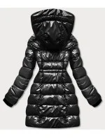 Čierna obojstranná dámska metalická bunda (b8070-1)