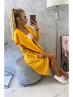 Voľná bunda s kapucňou v horčicovej farbe