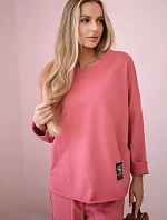 Bavlnená mikina nohavice set malinová
