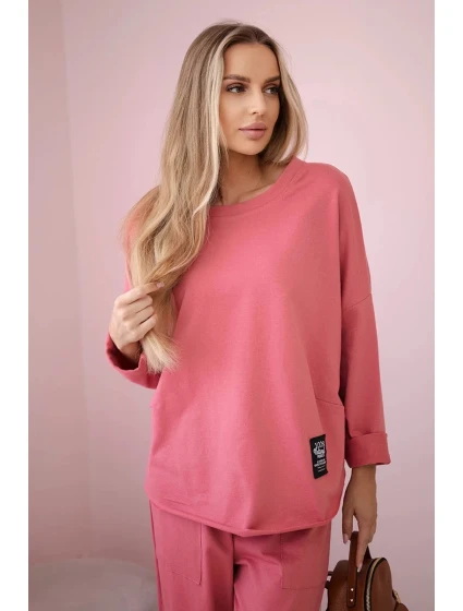 Bavlněná mikina kalhoty set malina Bavlněná mikina kalhoty set malina