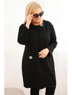 Dámské šaty Plus Size model 21439134 s kapsou a rukávem 3/4 černá - K-Fashion